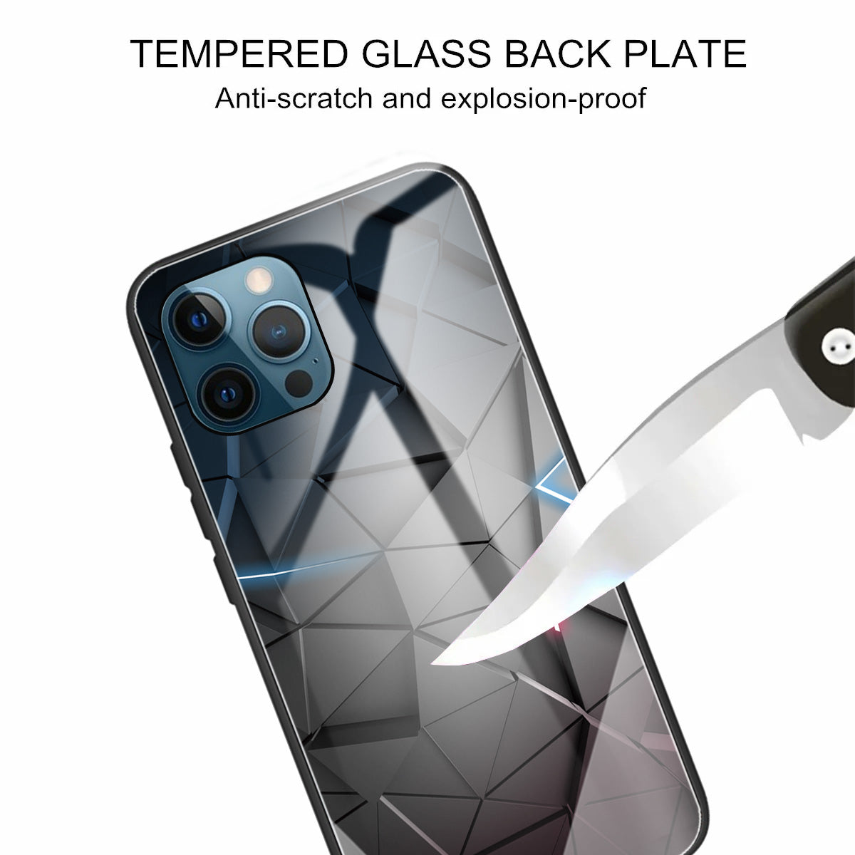 Anti-scratch Pattern Printing Glass + TPU Combo Hybrid Cover for iPhone 13 Pro 6.1 inch