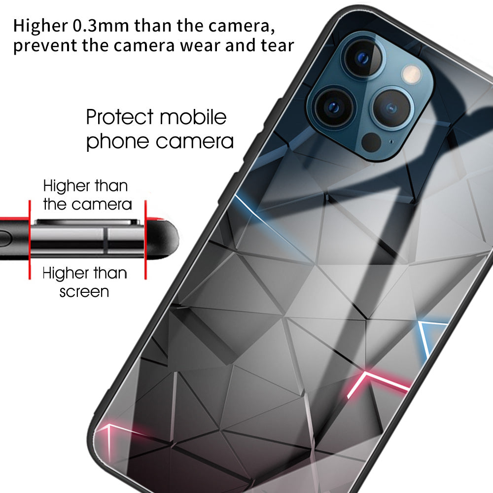 Anti-scratch Pattern Printing Glass + TPU Combo Hybrid Cover for iPhone 13 Pro 6.1 inch