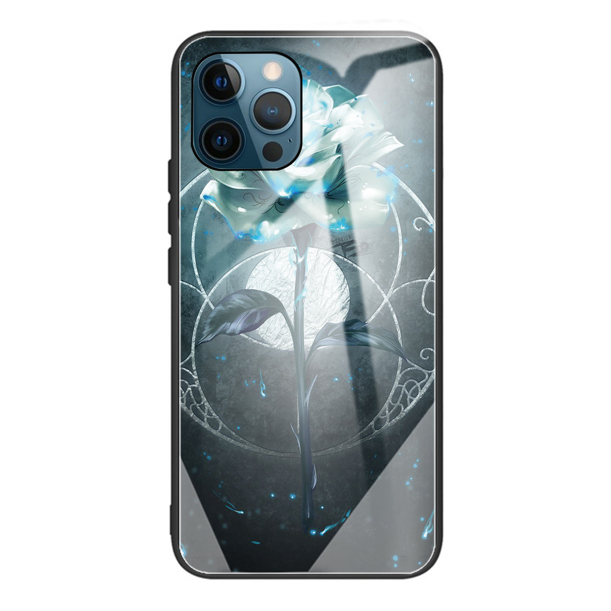 Anti-scratch Pattern Printing Glass + TPU Combo Hybrid Cover for iPhone 13 Pro 6.1 inch