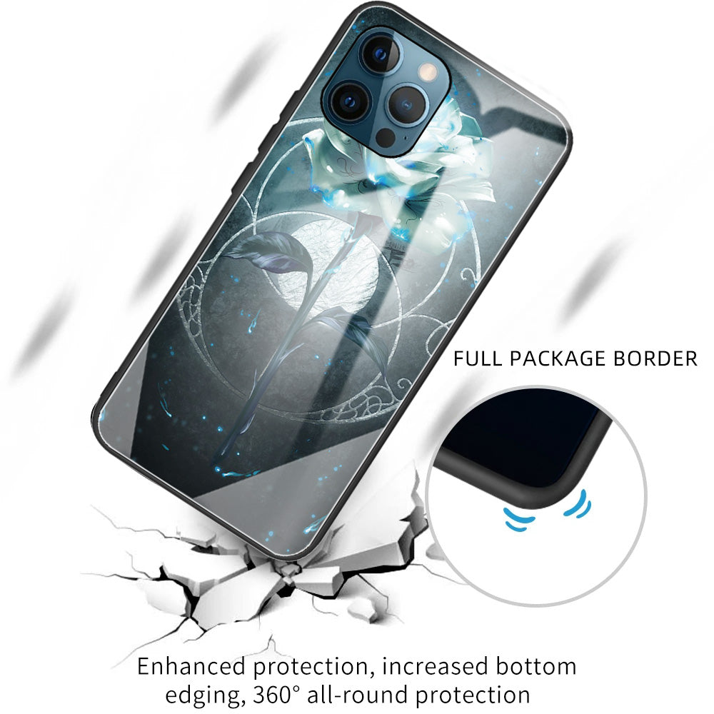 Anti-scratch Pattern Printing Glass + TPU Combo Hybrid Cover for iPhone 13 Pro 6.1 inch