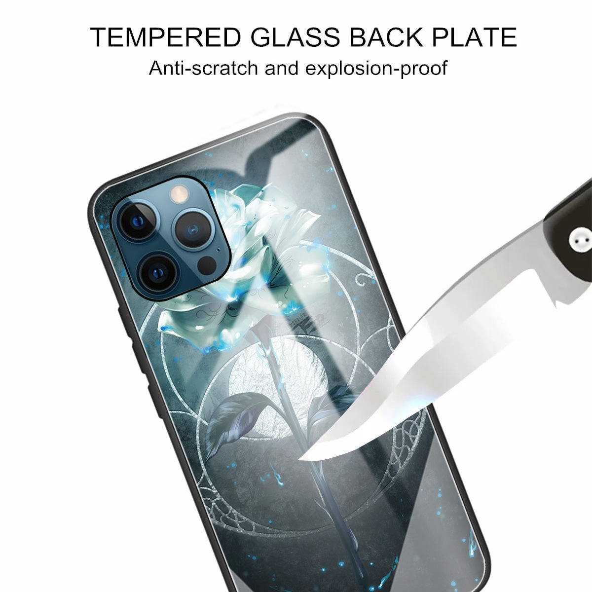 Anti-scratch Pattern Printing Glass + TPU Combo Hybrid Cover for iPhone 13 Pro 6.1 inch