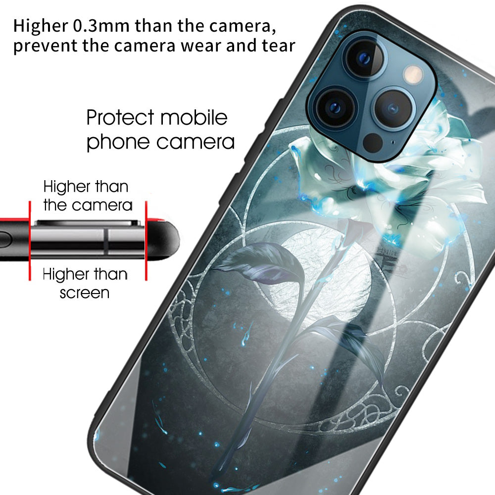 Anti-scratch Pattern Printing Glass + TPU Combo Hybrid Cover for iPhone 13 Pro 6.1 inch