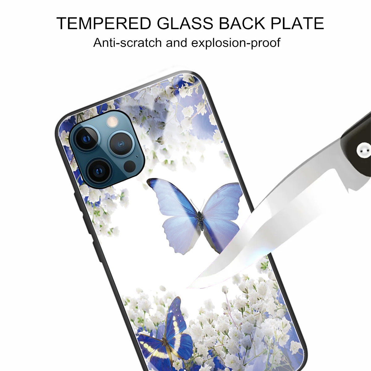 Anti-scratch Pattern Printing Glass + TPU Combo Hybrid Cover for iPhone 13 Pro 6.1 inch