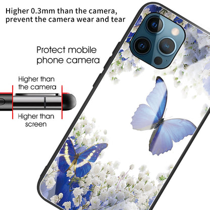 Anti-scratch Pattern Printing Glass + TPU Combo Hybrid Cover for iPhone 13 Pro 6.1 inch