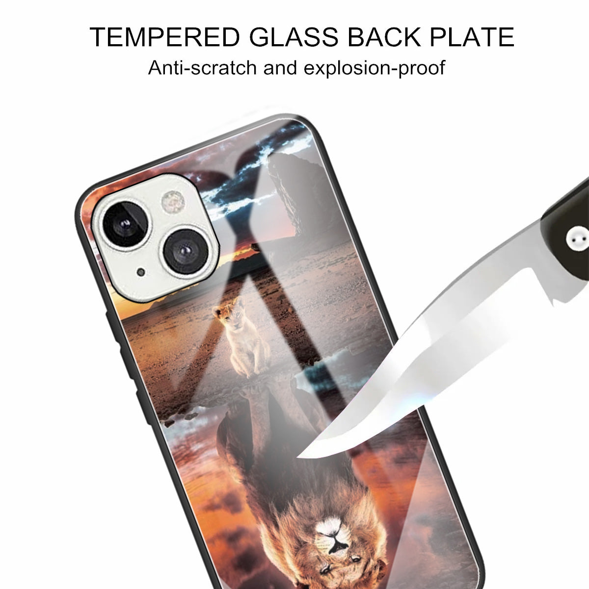 Scratch-proof Pattern Printing Glass + TPU Combo Hybrid Cover for iPhone 13 Pro Max 6.7 inch