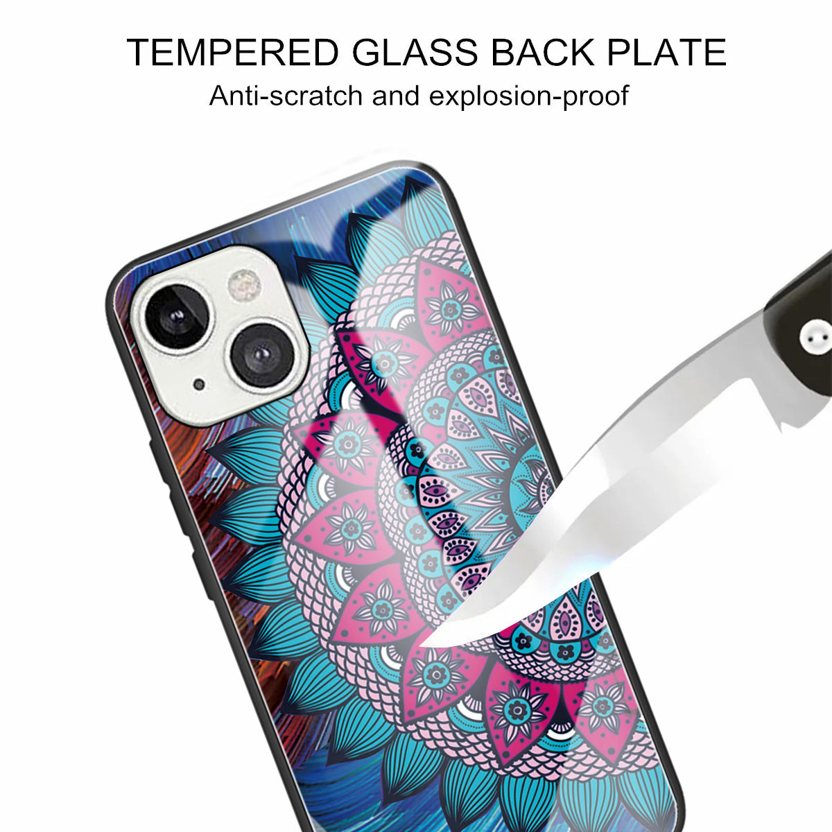 Scratch-proof Pattern Printing Glass + TPU Combo Hybrid Cover for iPhone 13 Pro Max 6.7 inch