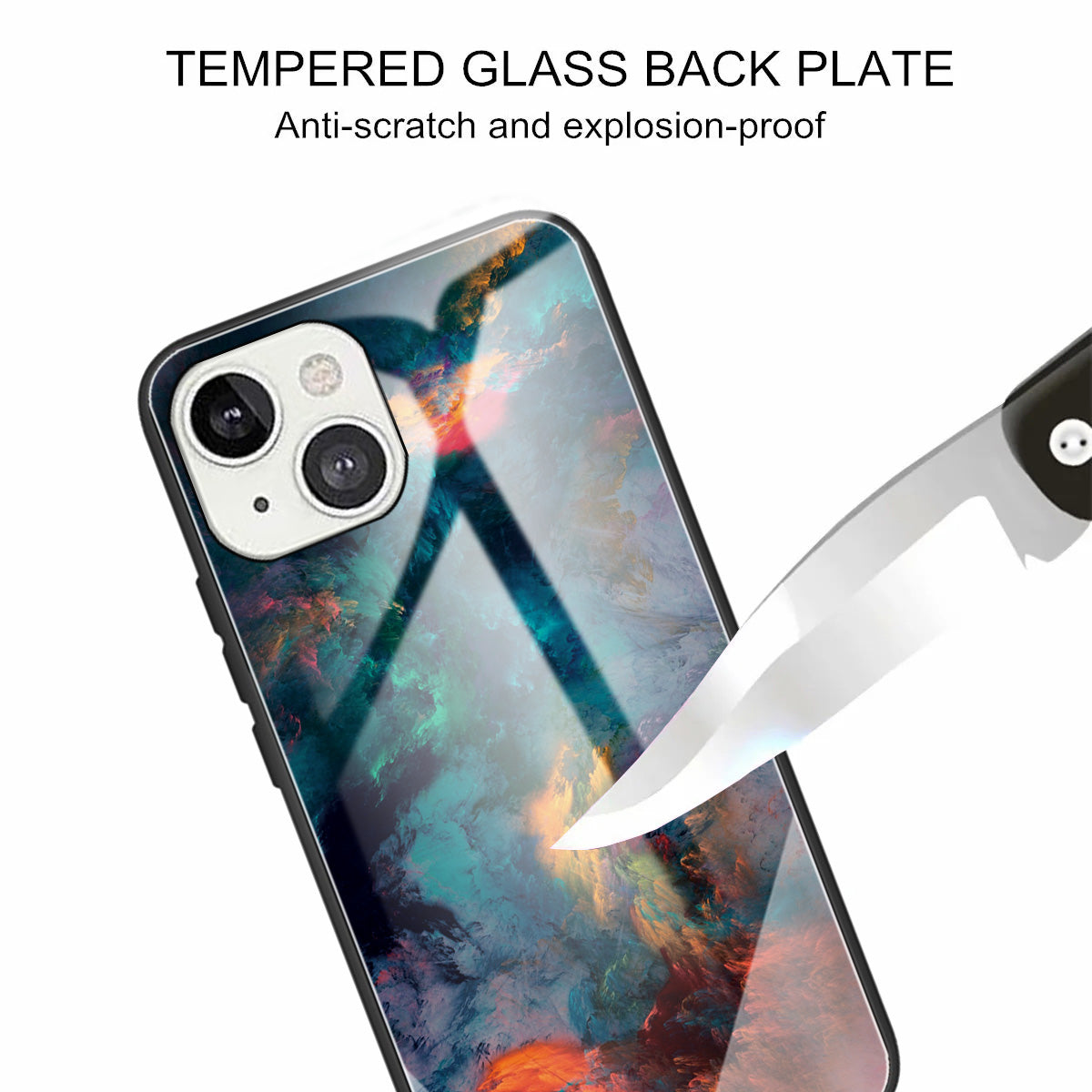 Scratch-proof Pattern Printing Glass + TPU Combo Hybrid Cover for iPhone 13 Pro Max 6.7 inch