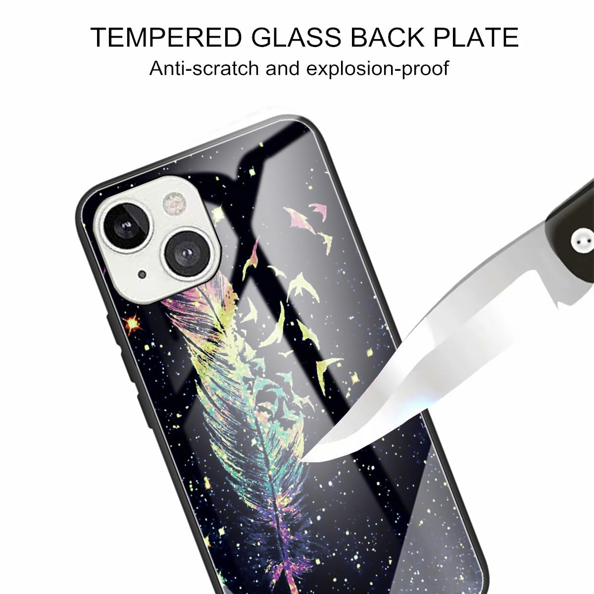 Scratch-proof Pattern Printing Glass + TPU Combo Hybrid Cover for iPhone 13 Pro Max 6.7 inch