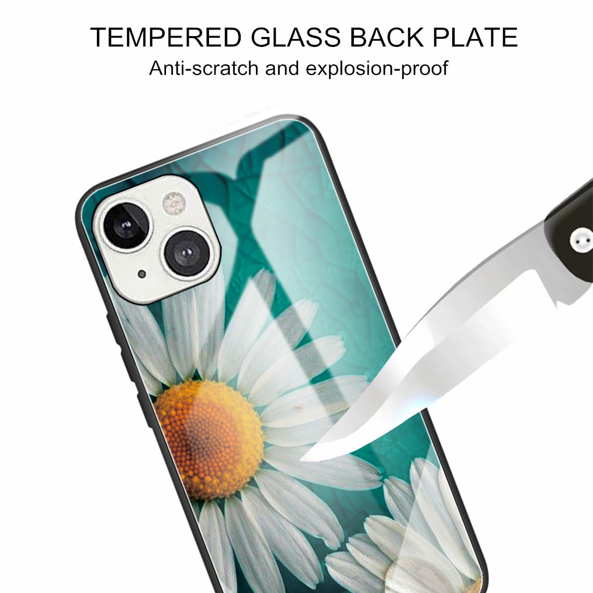 Scratch-proof Pattern Printing Glass + TPU Combo Hybrid Cover for iPhone 13 Pro Max 6.7 inch