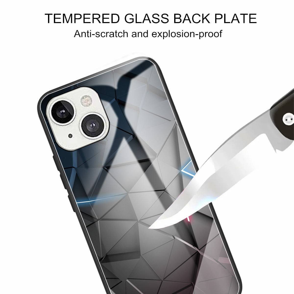 Scratch-proof Pattern Printing Glass + TPU Combo Hybrid Cover for iPhone 13 Pro Max 6.7 inch