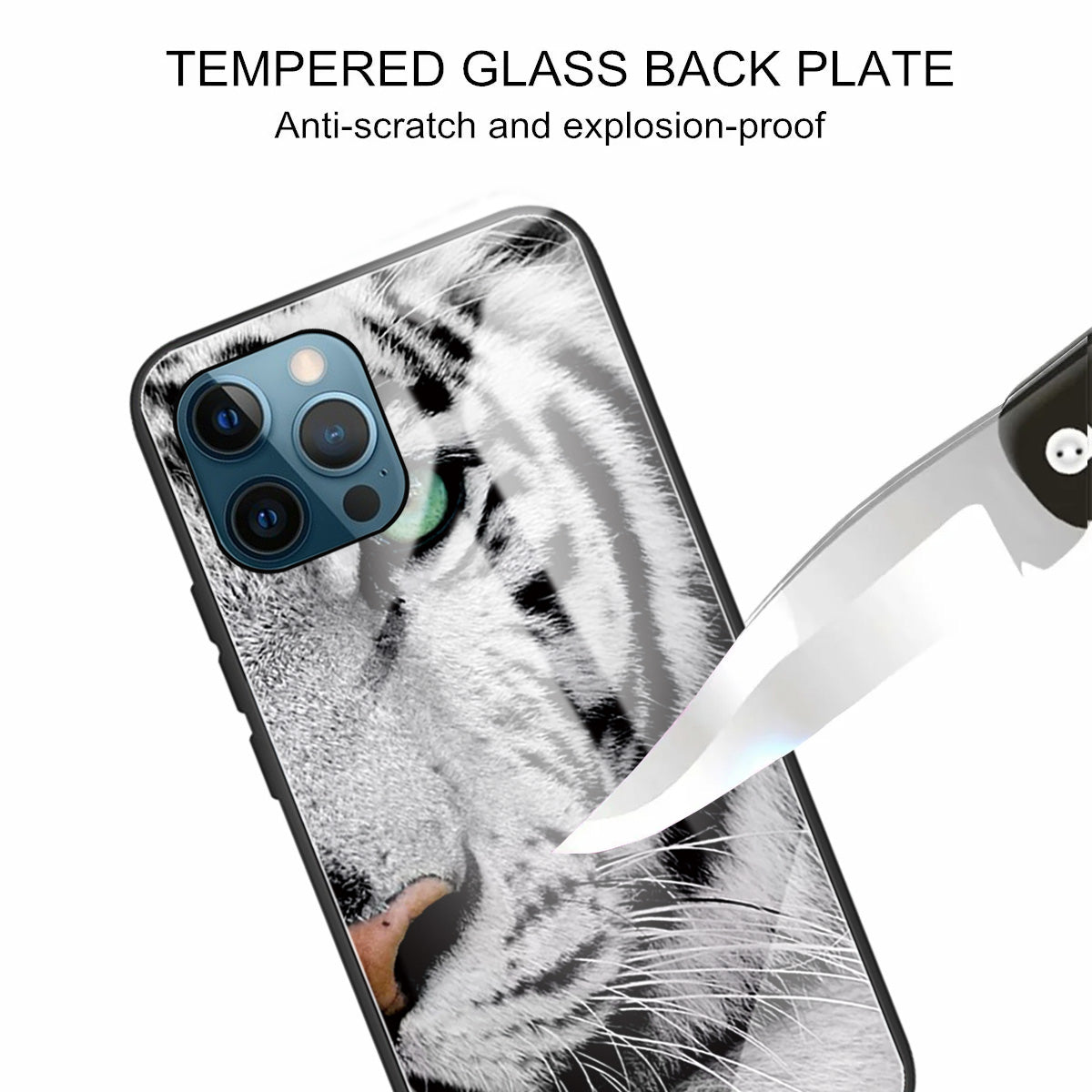 Pattern Printing Tempered Glass Back Cover + TPU Frame Well-Protected Hybrid Case Cover for iPhone 13 Pro 6.1 inch