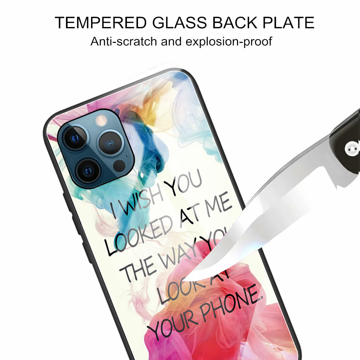 Pattern Printing Tempered Glass Back Cover + TPU Frame Well-Protected Hybrid Case Cover for iPhone 13 Pro 6.1 inch