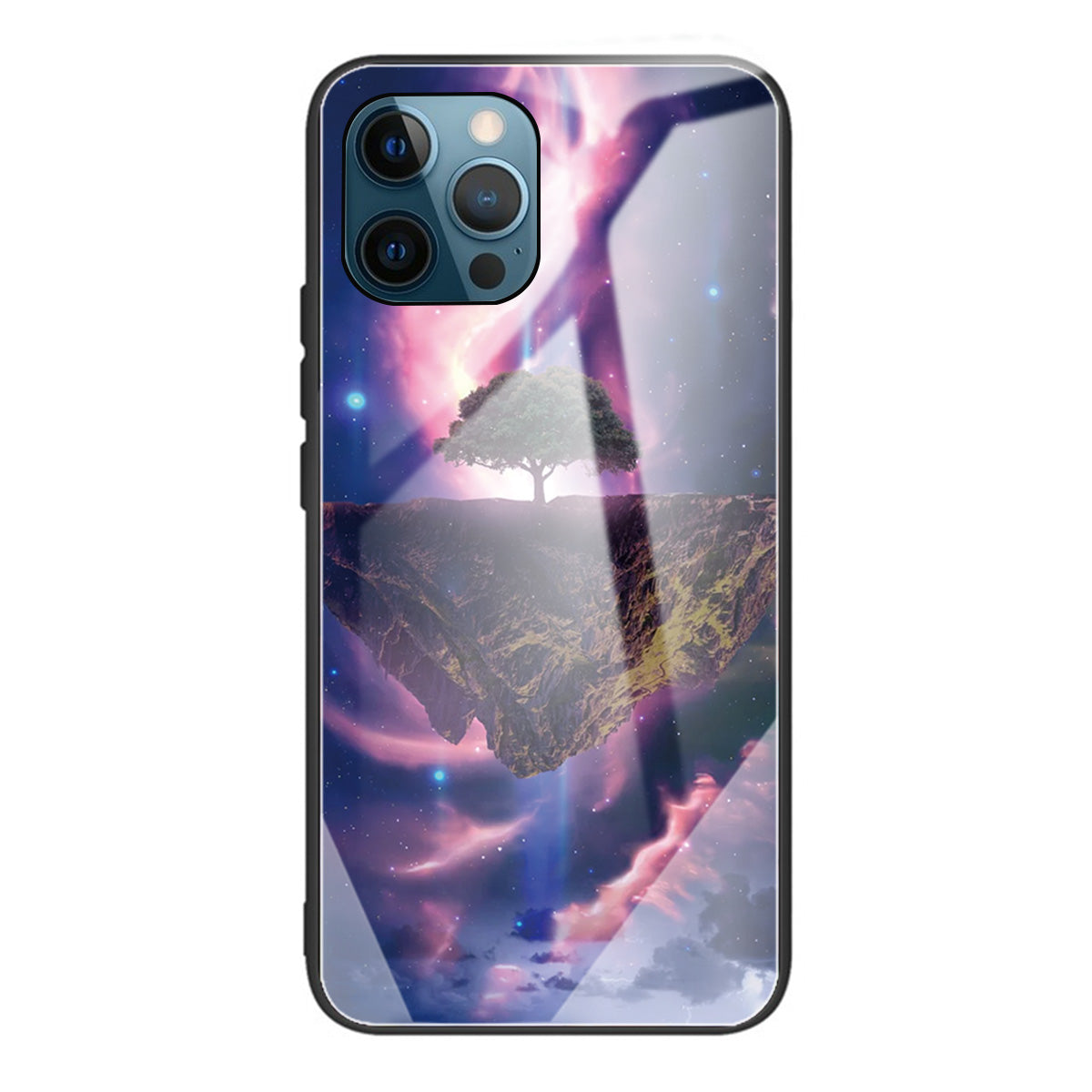 Pattern Printing Tempered Glass Back Cover + TPU Frame Well-Protected Hybrid Case Cover for iPhone 13 Pro 6.1 inch