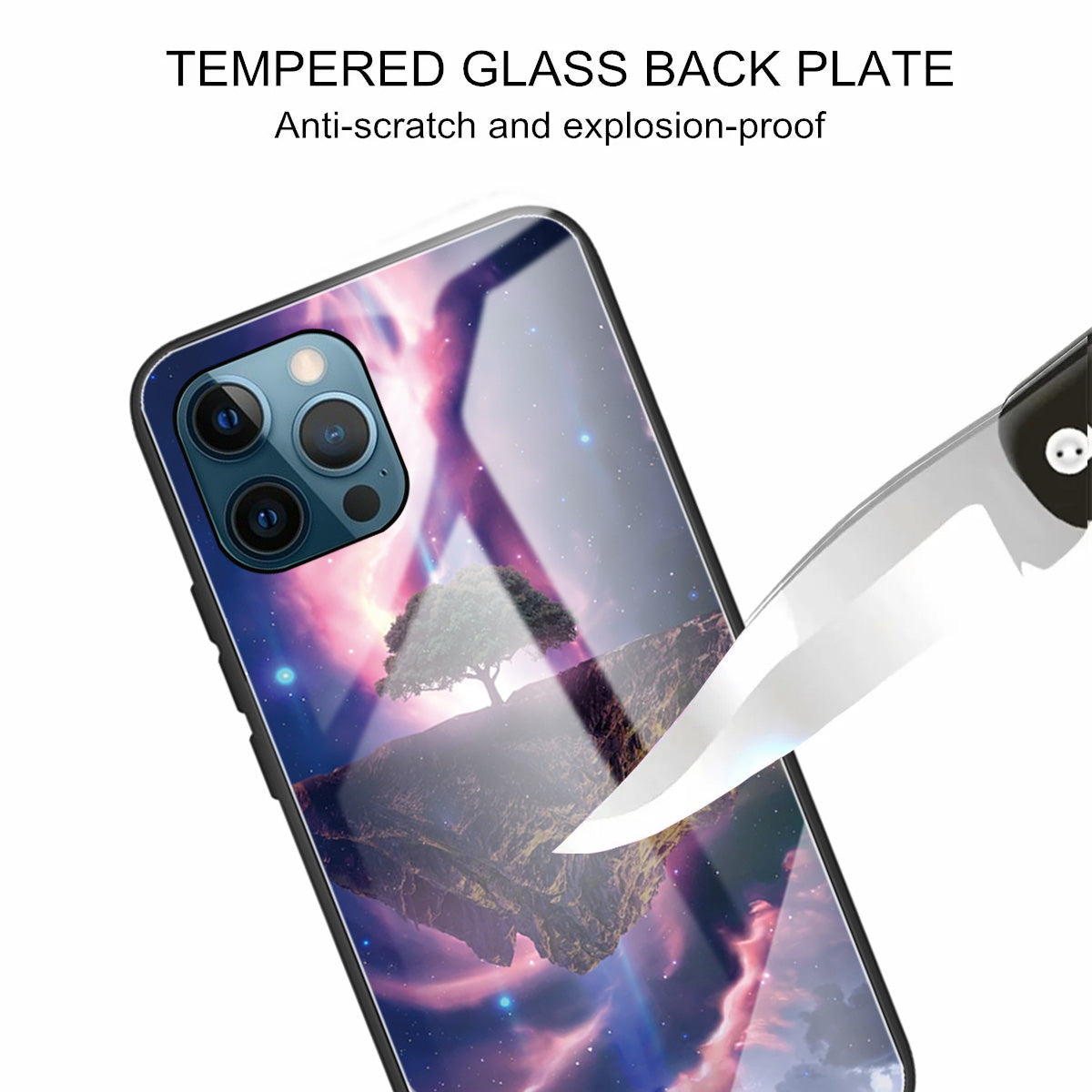 Pattern Printing Tempered Glass Back Cover + TPU Frame Well-Protected Hybrid Case Cover for iPhone 13 Pro 6.1 inch
