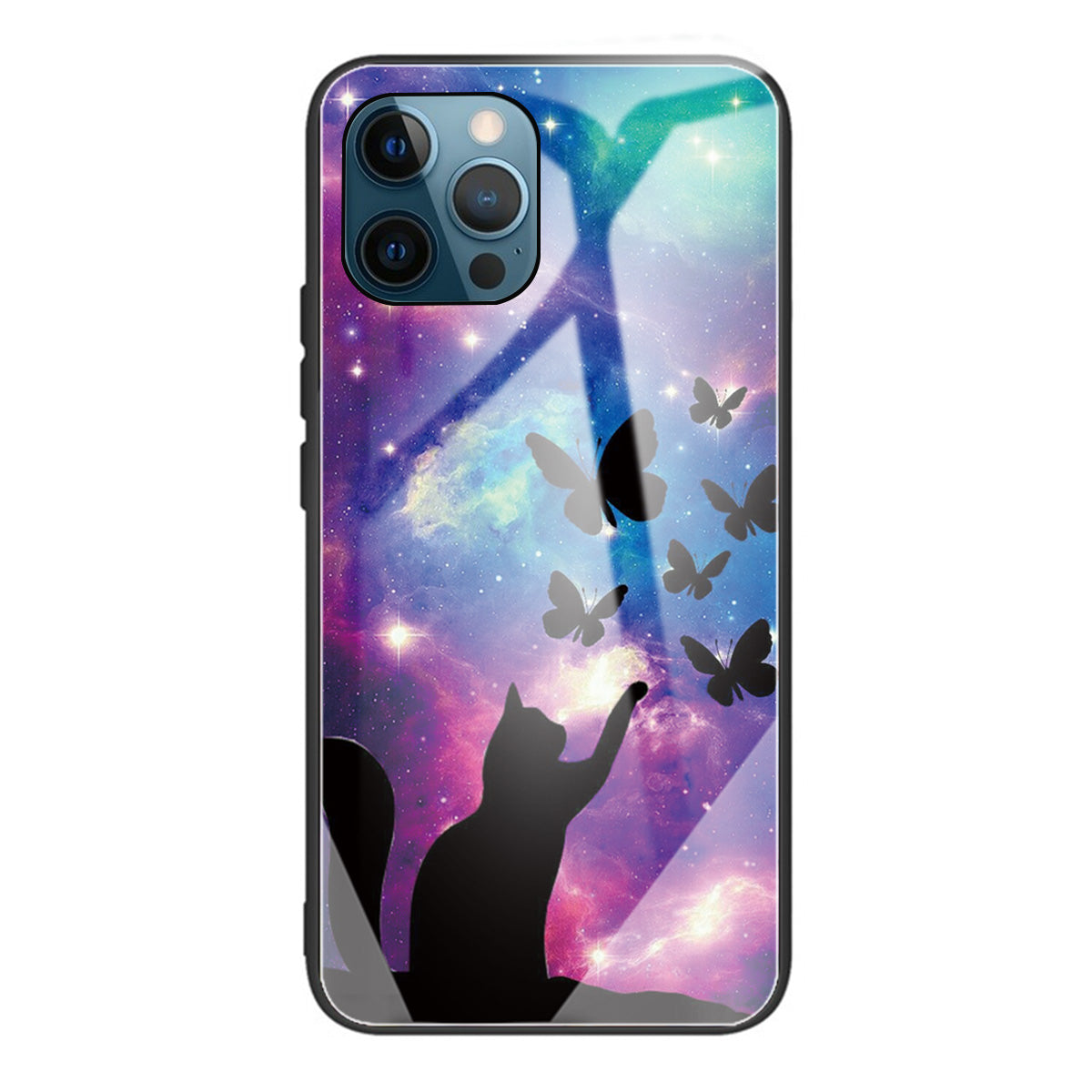 Pattern Printing Tempered Glass Back Cover + TPU Frame Well-Protected Hybrid Case Cover for iPhone 13 Pro 6.1 inch