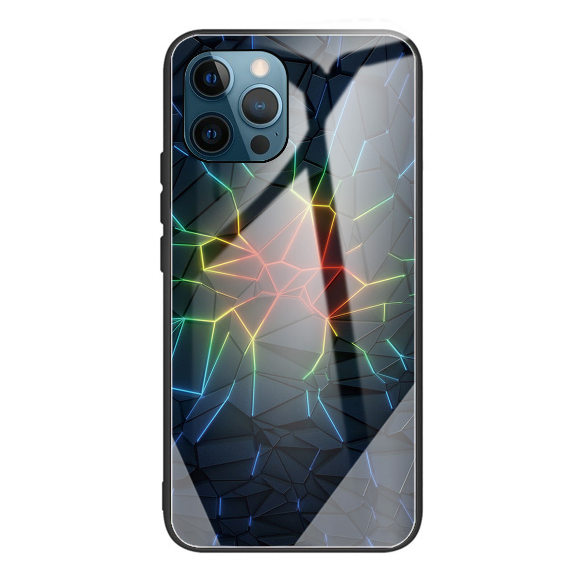 Pattern Printing Tempered Glass Back Cover + TPU Frame Well-Protected Hybrid Case Cover for iPhone 13 Pro 6.1 inch