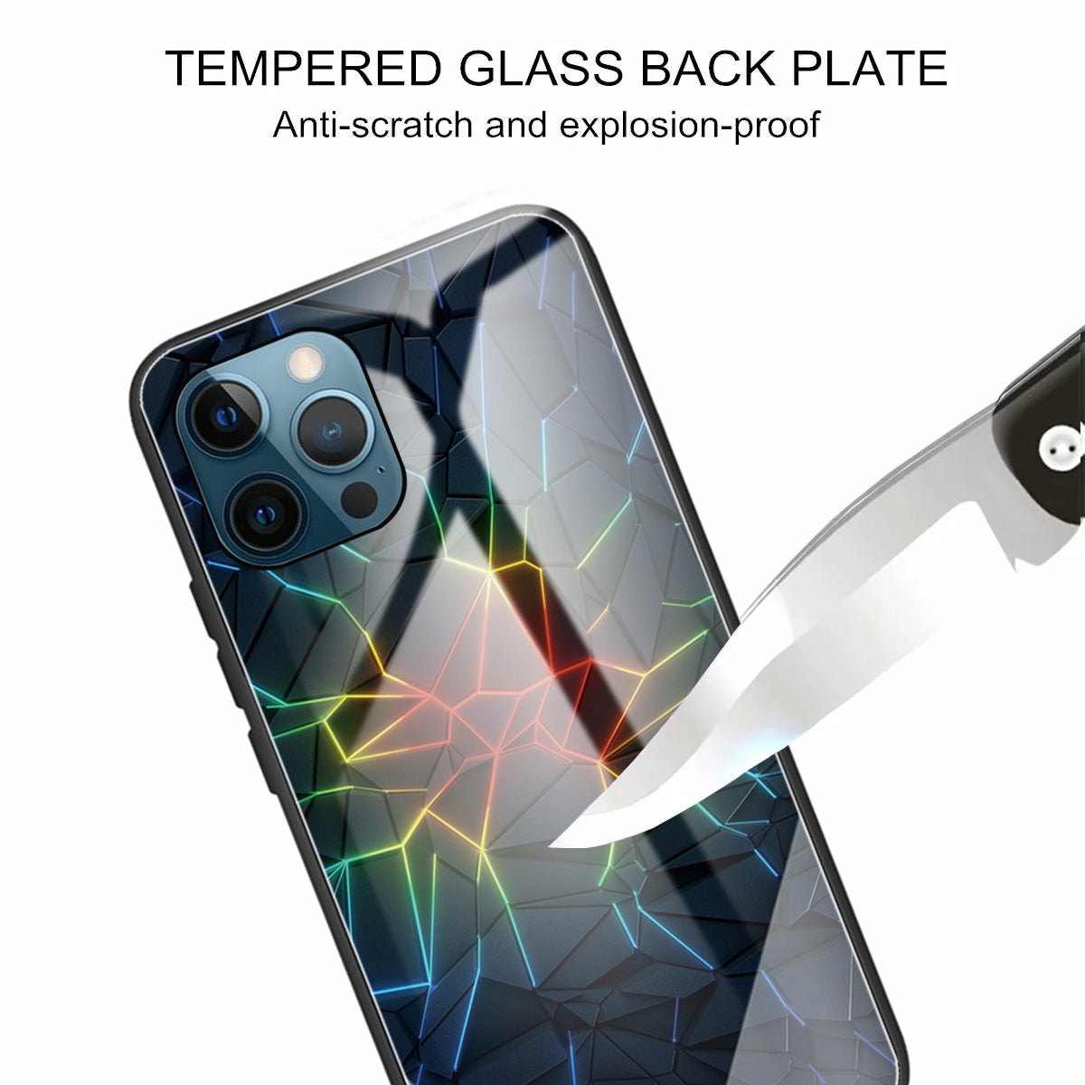 Pattern Printing Tempered Glass Back Cover + TPU Frame Well-Protected Hybrid Case Cover for iPhone 13 Pro 6.1 inch