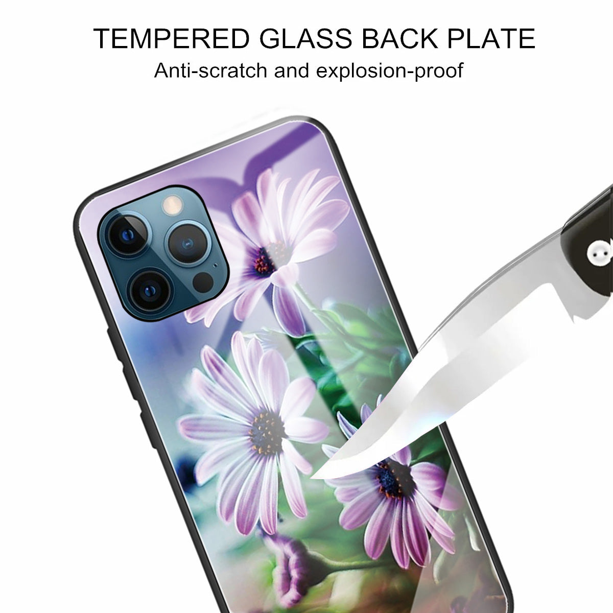 Pattern Printing Tempered Glass Back Cover + TPU Frame Well-Protected Hybrid Case Cover for iPhone 13 Pro 6.1 inch