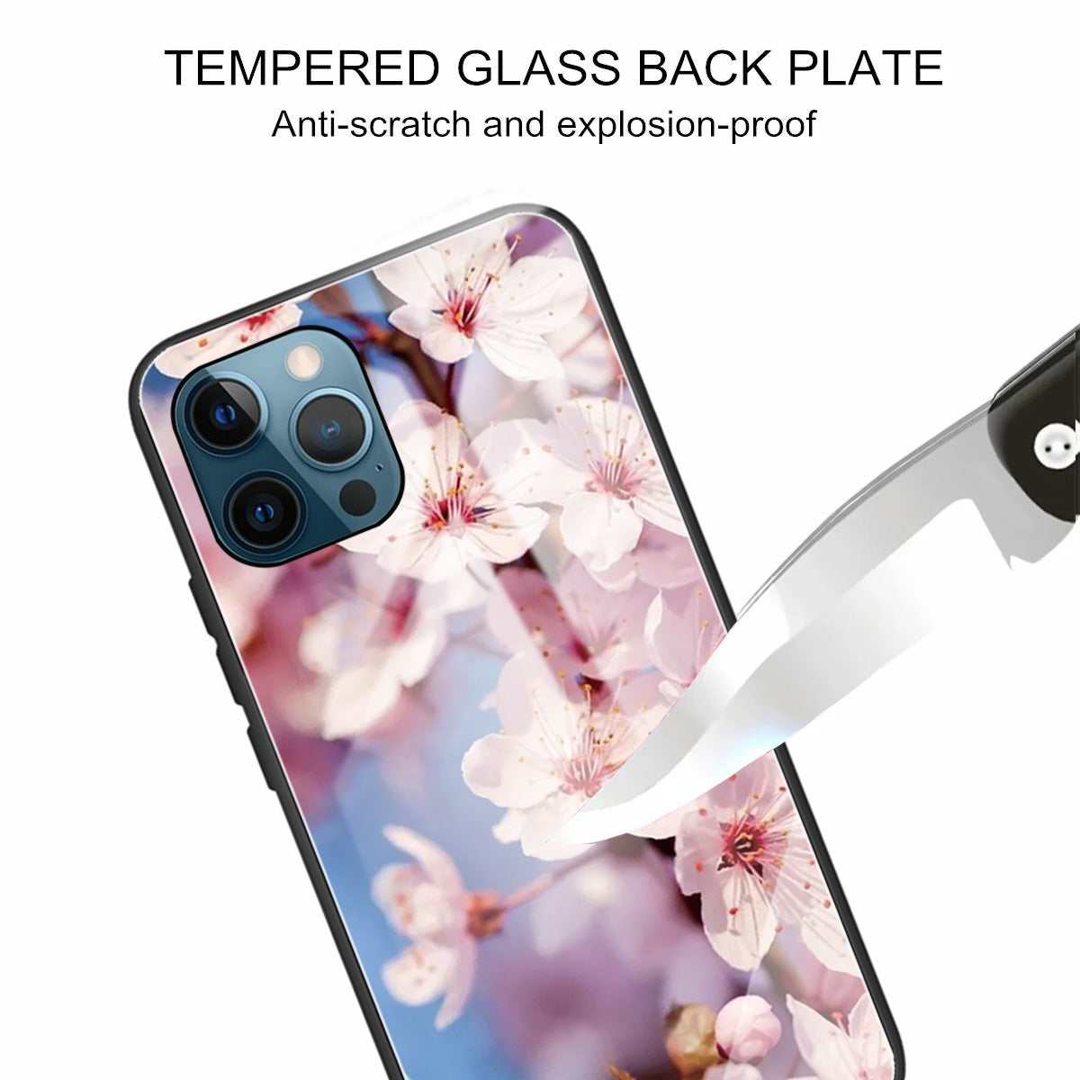 Pattern Printing Tempered Glass Back Cover + TPU Frame Well-Protected Hybrid Case Cover for iPhone 13 Pro 6.1 inch