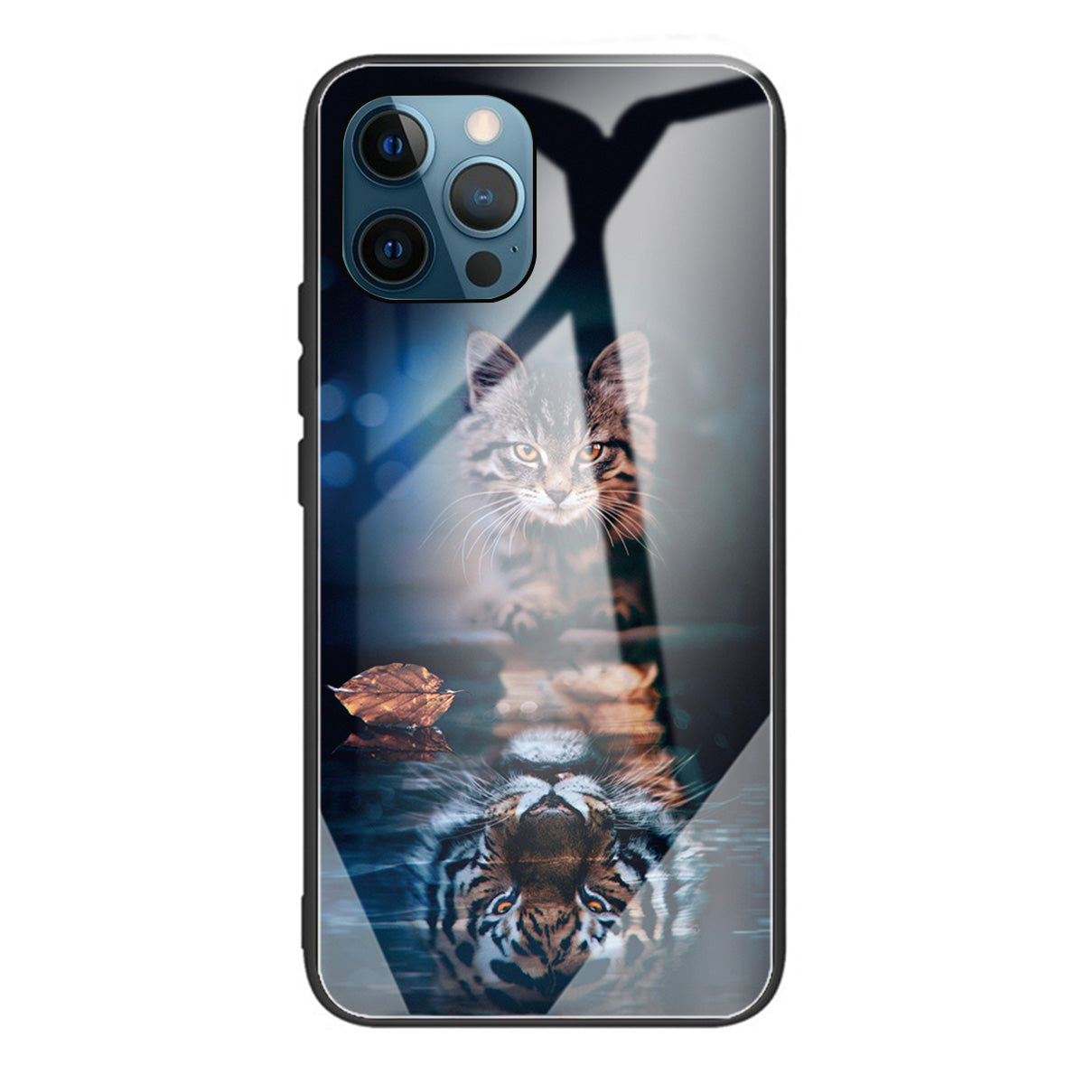 Pattern Printing Tempered Glass Back Cover + TPU Frame Well-Protected Hybrid Case Cover for iPhone 13 Pro 6.1 inch