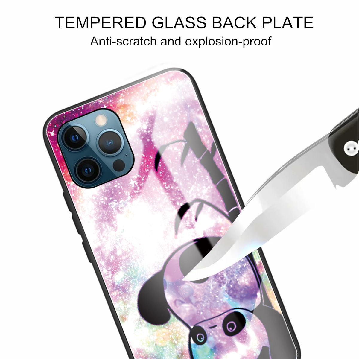 Pattern Printing Tempered Glass Back Cover + TPU Frame Well-Protected Hybrid Case Cover for iPhone 13 Pro 6.1 inch