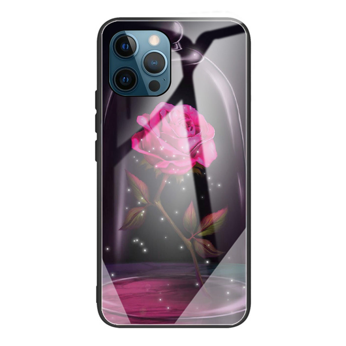 Pattern Printing Tempered Glass Back Cover + TPU Frame Well-Protected Hybrid Case Cover for iPhone 13 Pro 6.1 inch