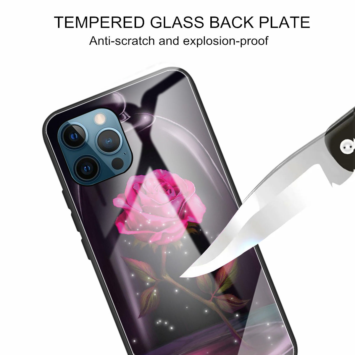 Pattern Printing Tempered Glass Back Cover + TPU Frame Well-Protected Hybrid Case Cover for iPhone 13 Pro 6.1 inch