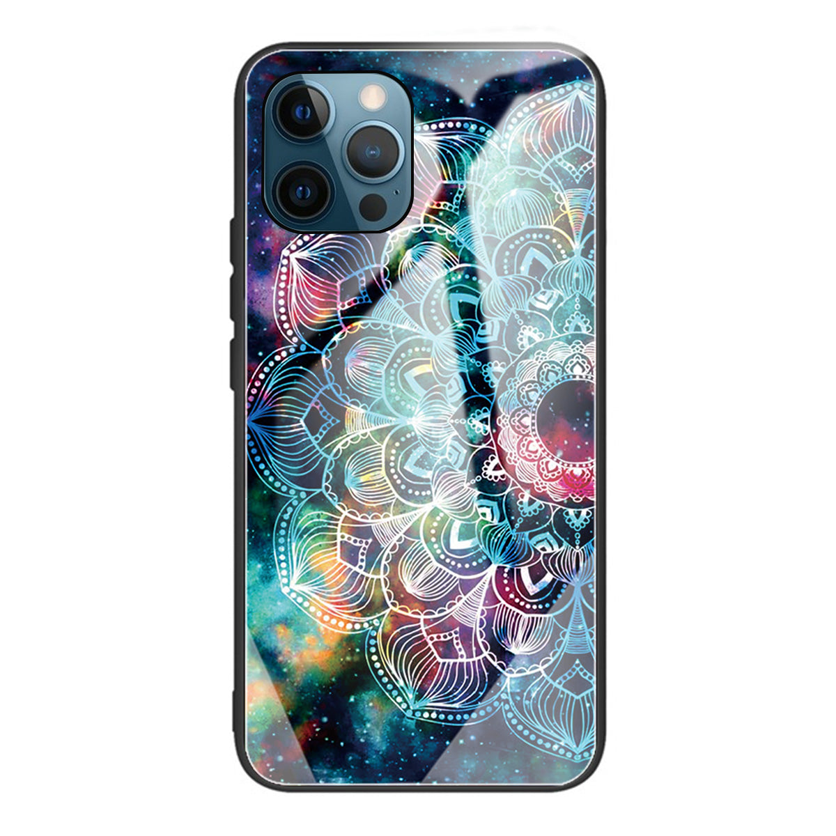 Pattern Printing Tempered Glass Back Cover + TPU Frame Well-Protected Hybrid Case Cover for iPhone 13 Pro 6.1 inch