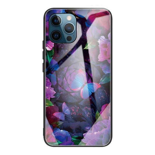Pattern Printing Anti Scratch TPU Frame + Tempered Glass Phone Back Case Cover for iPhone 13 Pro Max 6.7 inch