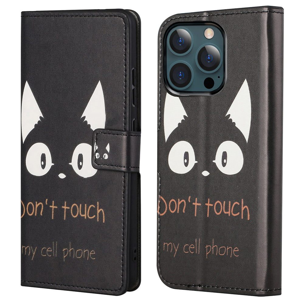 Stand Feature Pattern Printing Premium PU Leather Wallet Flip Protective Cover for iPhone 13 Pro Max 6.7 inch