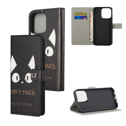 Stand Feature Pattern Printing Premium PU Leather Wallet Flip Protective Cover for iPhone 13 Pro Max 6.7 inch
