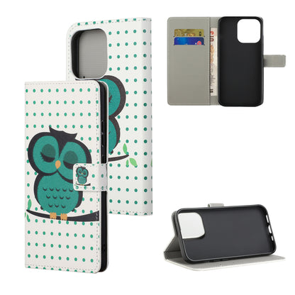 Stand Feature Pattern Printing Premium PU Leather Wallet Flip Protective Cover for iPhone 13 Pro Max 6.7 inch