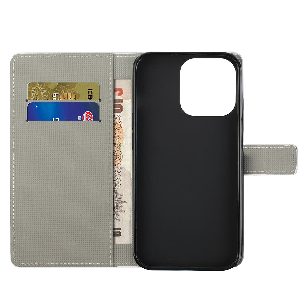 Stand Feature Pattern Printing Premium PU Leather Wallet Flip Protective Cover for iPhone 13 Pro Max 6.7 inch
