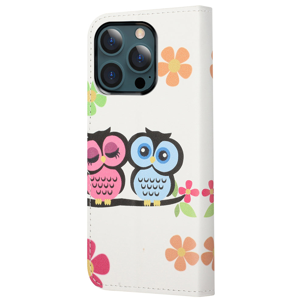 Stand Feature Pattern Printing Premium PU Leather Wallet Flip Protective Cover for iPhone 13 Pro Max 6.7 inch