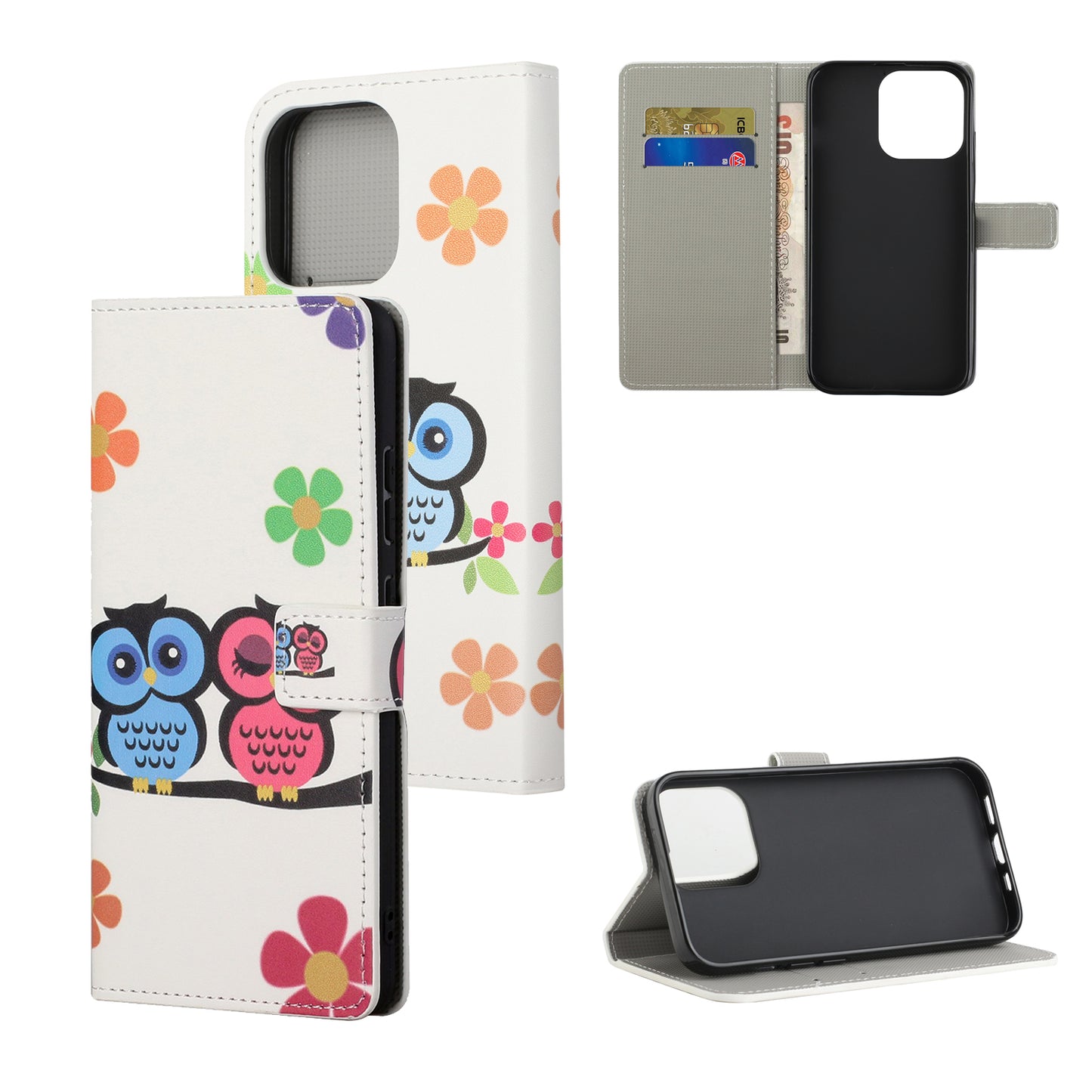 Stand Feature Pattern Printing Premium PU Leather Wallet Flip Protective Cover for iPhone 13 Pro Max 6.7 inch