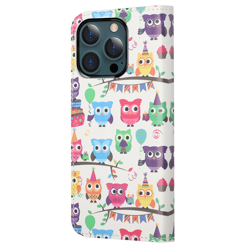 Stand Feature Pattern Printing Premium PU Leather Wallet Flip Protective Cover for iPhone 13 Pro Max 6.7 inch