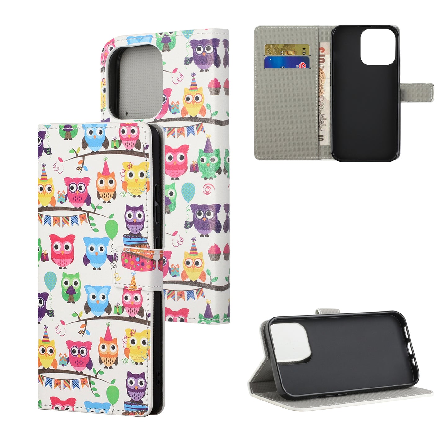 Stand Feature Pattern Printing Premium PU Leather Wallet Flip Protective Cover for iPhone 13 Pro Max 6.7 inch