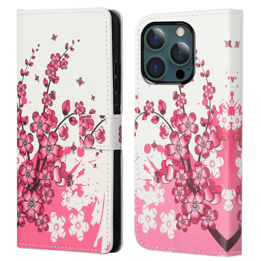 Stand Feature Pattern Printing Premium PU Leather Wallet Flip Protective Cover for iPhone 13 Pro Max 6.7 inch