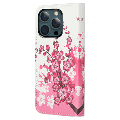 Stand Feature Pattern Printing Premium PU Leather Wallet Flip Protective Cover for iPhone 13 Pro Max 6.7 inch