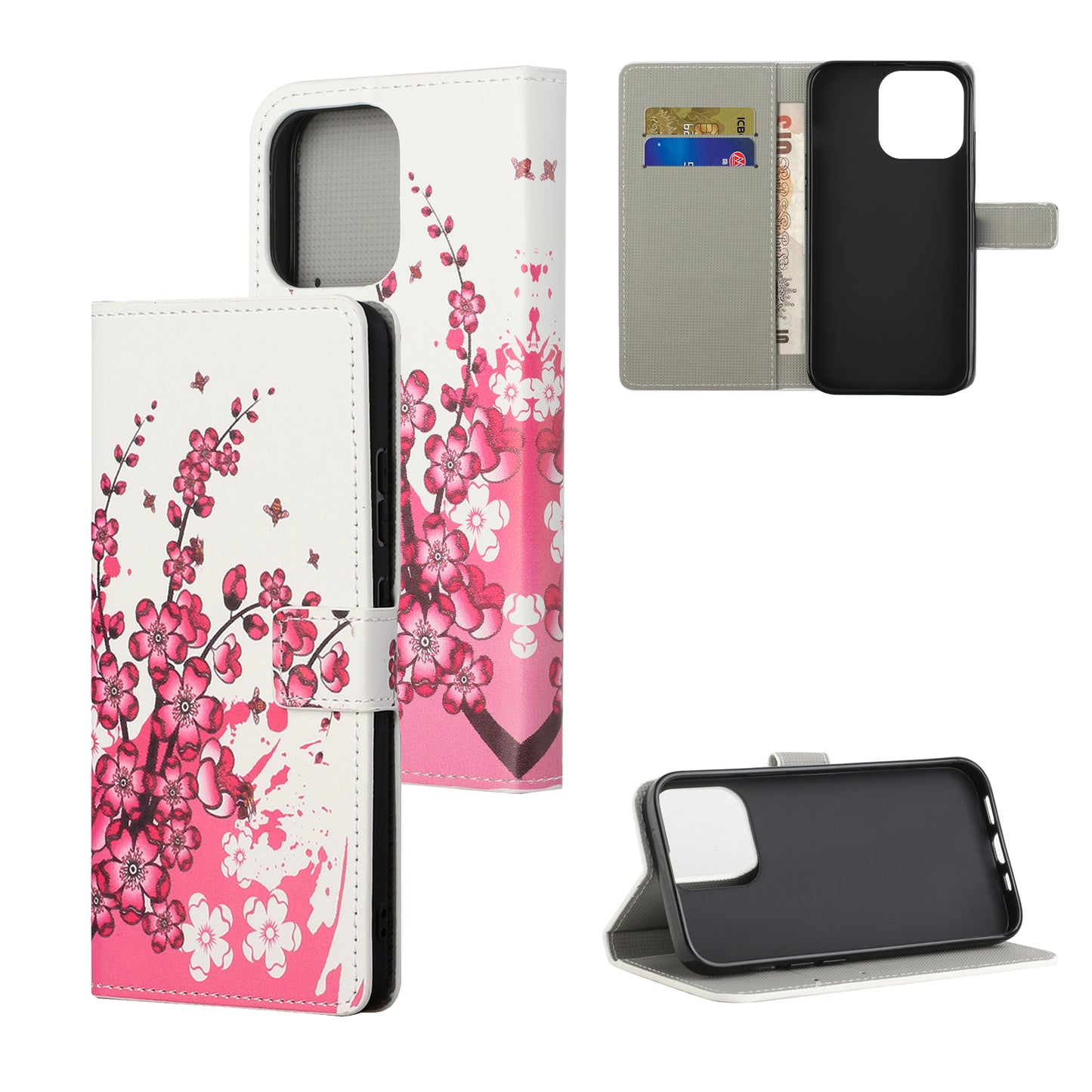 Stand Feature Pattern Printing Premium PU Leather Wallet Flip Protective Cover for iPhone 13 Pro Max 6.7 inch
