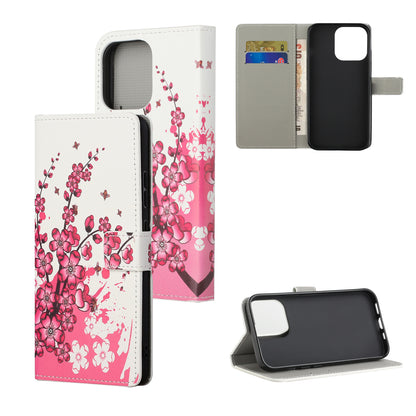 Stand Feature Pattern Printing Premium PU Leather Wallet Flip Protective Cover for iPhone 13 Pro Max 6.7 inch