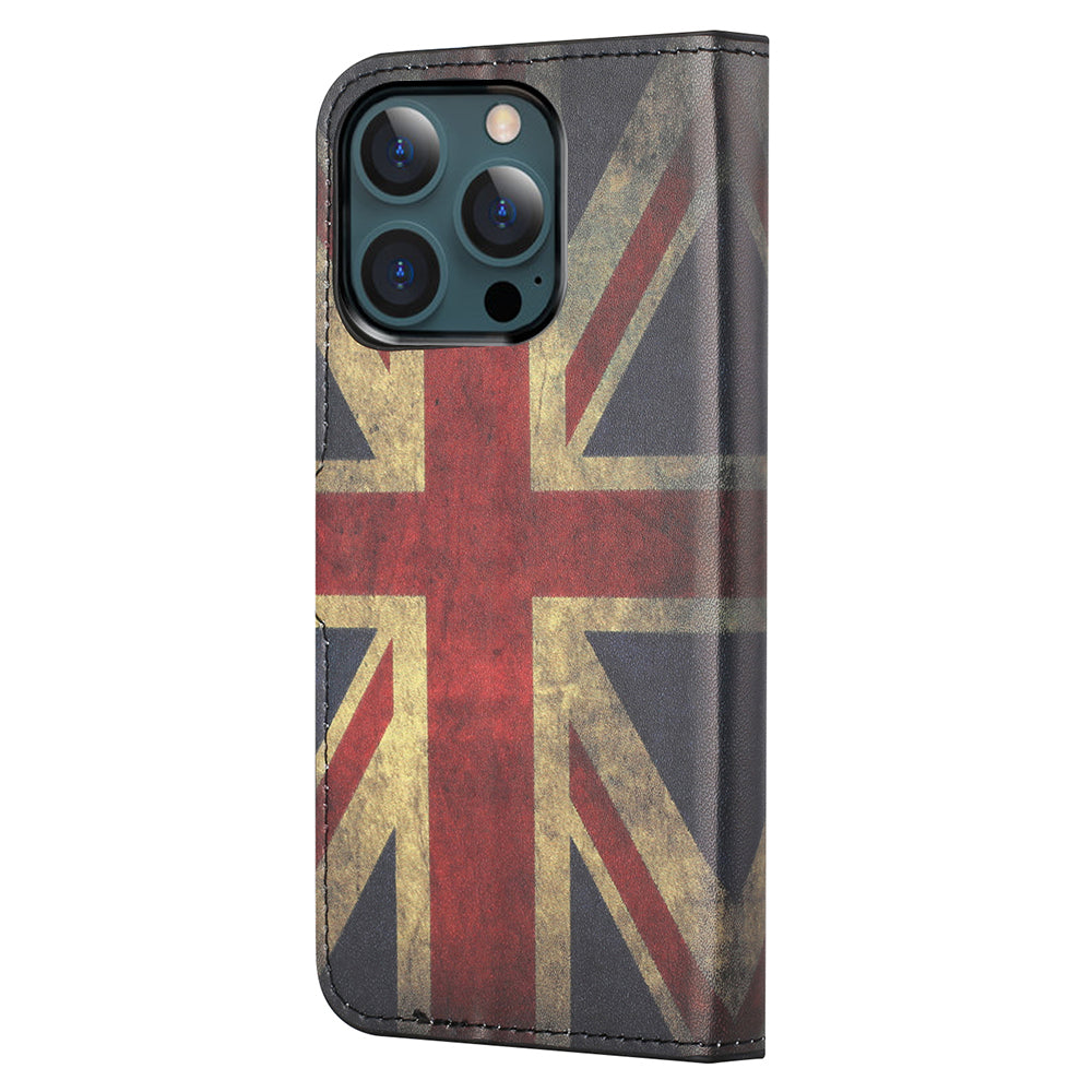 Stand Feature Pattern Printing Premium PU Leather Wallet Flip Protective Cover for iPhone 13 Pro Max 6.7 inch