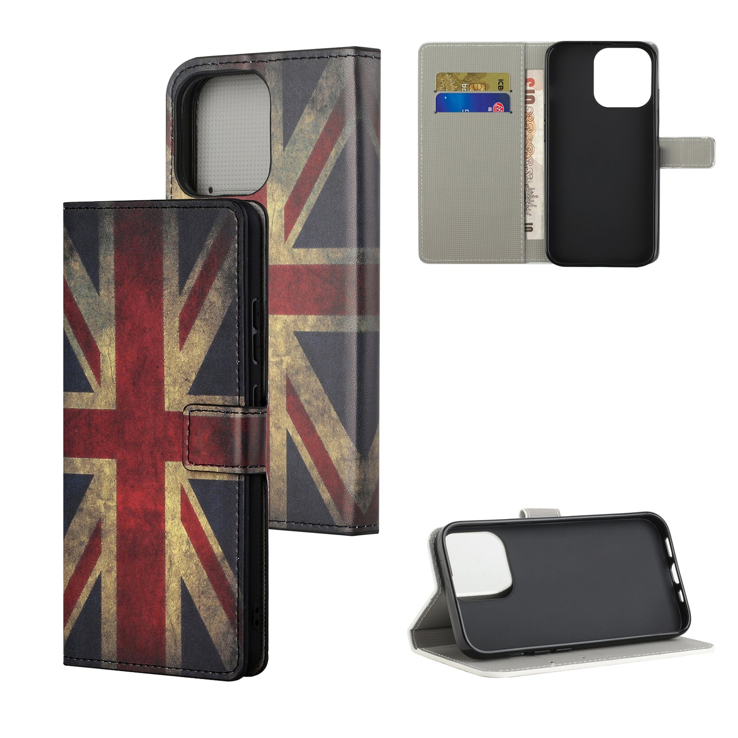Stand Feature Pattern Printing Premium PU Leather Wallet Flip Protective Cover for iPhone 13 Pro Max 6.7 inch