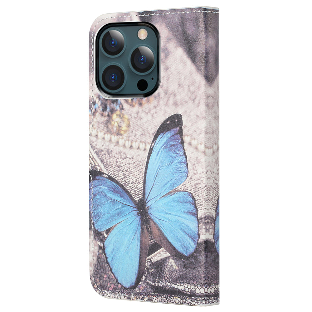 Stand Feature Pattern Printing Premium PU Leather Wallet Flip Protective Cover for iPhone 13 Pro Max 6.7 inch