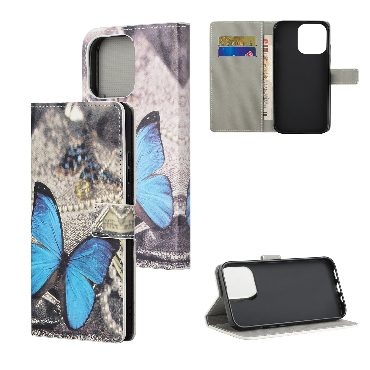 Stand Feature Pattern Printing Premium PU Leather Wallet Flip Protective Cover for iPhone 13 Pro Max 6.7 inch
