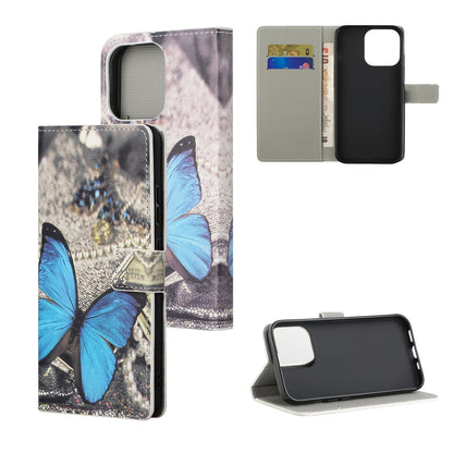 Stand Feature Pattern Printing Premium PU Leather Wallet Flip Protective Cover for iPhone 13 Pro Max 6.7 inch