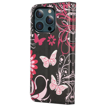 Stand Feature Pattern Printing Premium PU Leather Wallet Flip Protective Cover for iPhone 13 Pro Max 6.7 inch