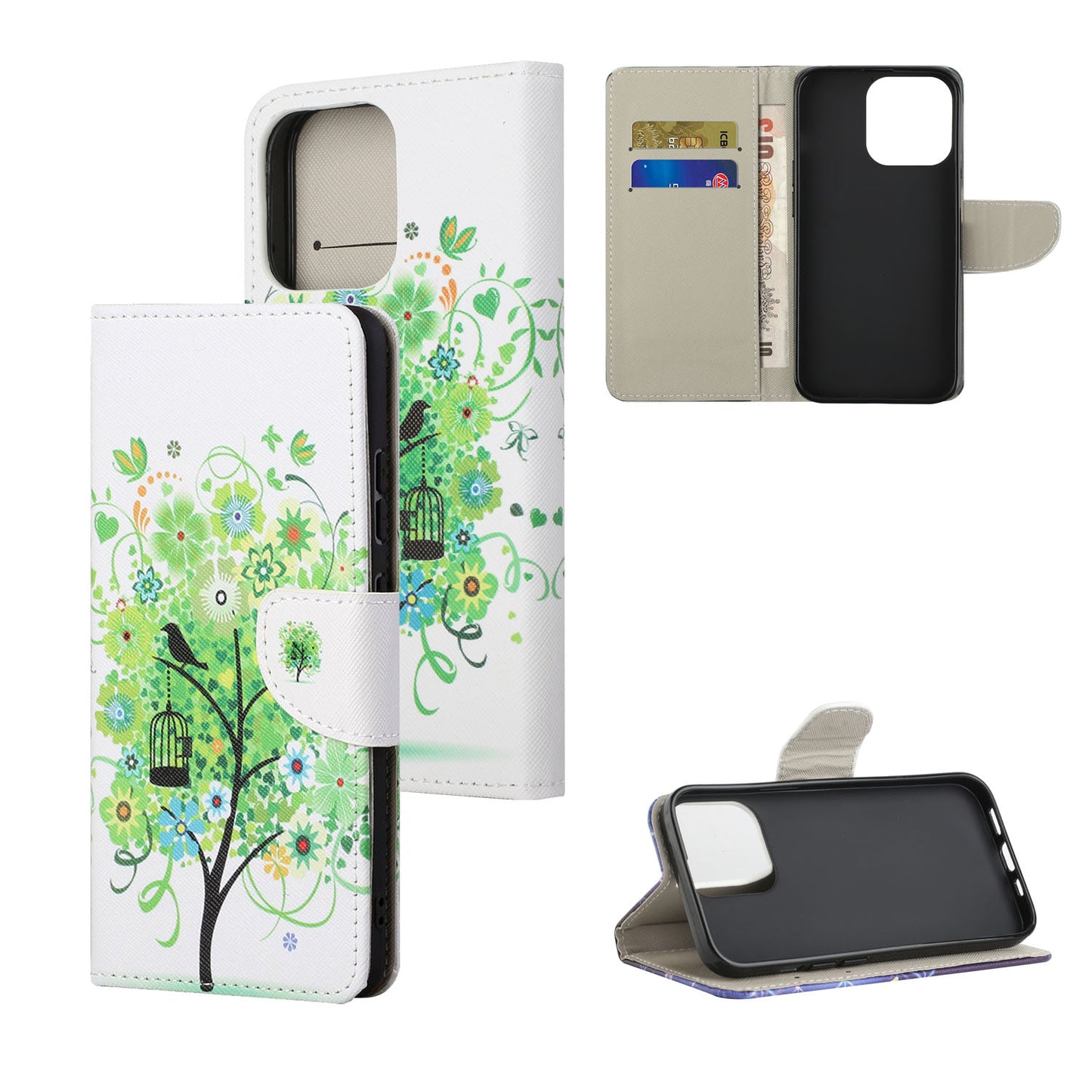 Pattern Printing Cross Texture Leather Wallet Stand Case for iPhone 13 Pro Max