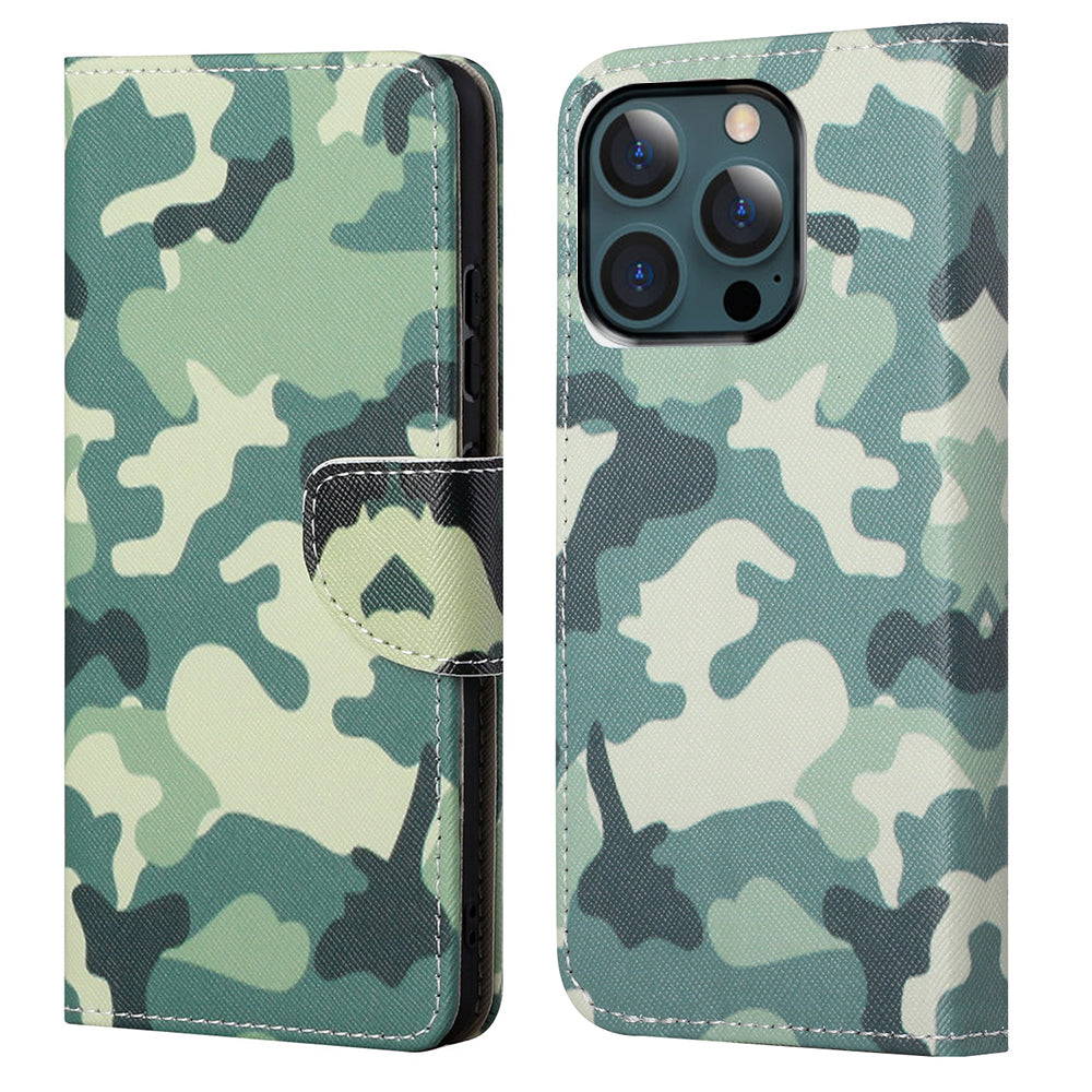 Pattern Printing Cross Texture Leather Wallet Stand Case for iPhone 13 Pro Max