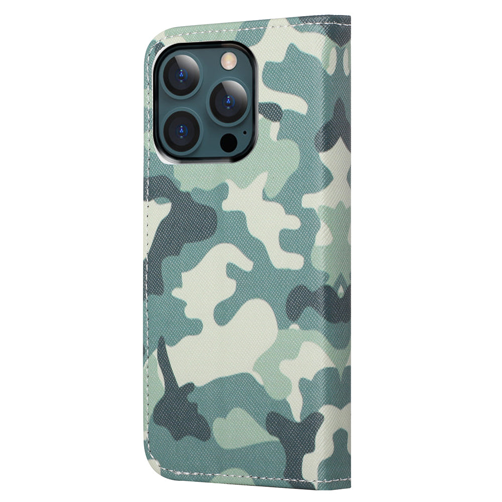 Pattern Printing Cross Texture Leather Wallet Stand Case for iPhone 13 Pro Max